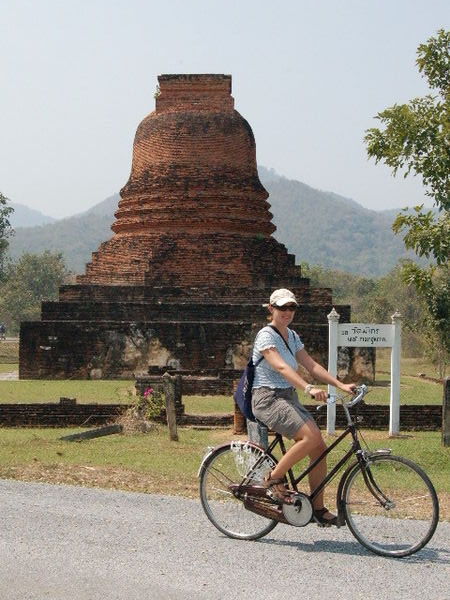 Paula cycles around Old Sukhothai
