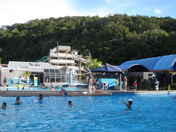 Waiwera Thermal Baths nestled in the hills