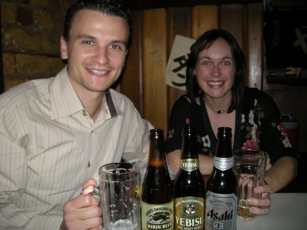 Nick and Paula in Japanese bar, Auckland