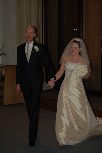 Mr and Mrs Holbrook leave church