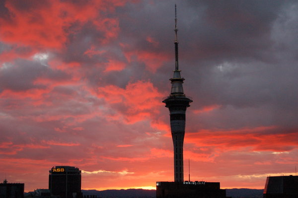 Summer sunset from our flat window, Auckland