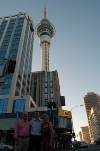 Huw, Nick & Georgie outside the Sky Tower