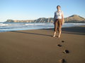 Paula on Tolaga Bay beach