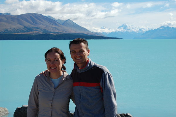 Us by Lake Pukaki and Mount Cook
