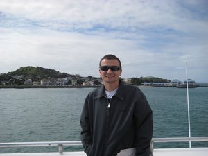 Nick on the boat to Devonport