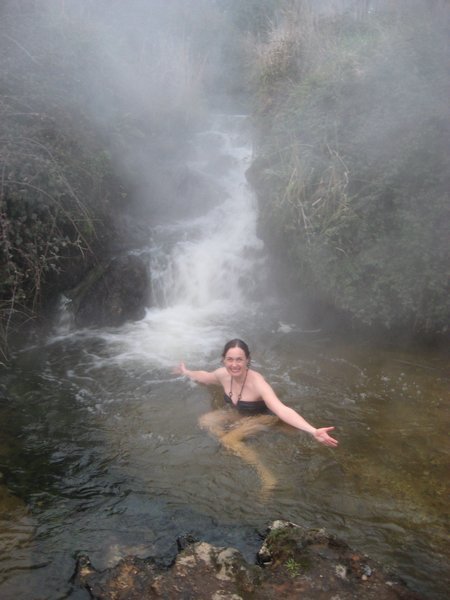 Paula's turn to relax in the natural hot pools