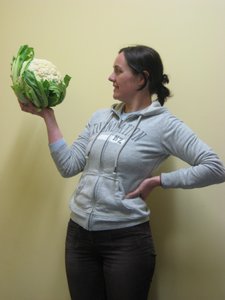 Paula comes to terms with a cauliflower the size of her head