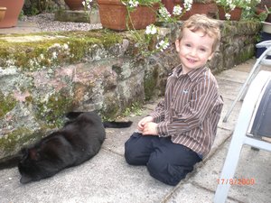 Hugh Rowlands and cat