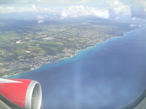 Wing view over Barbados