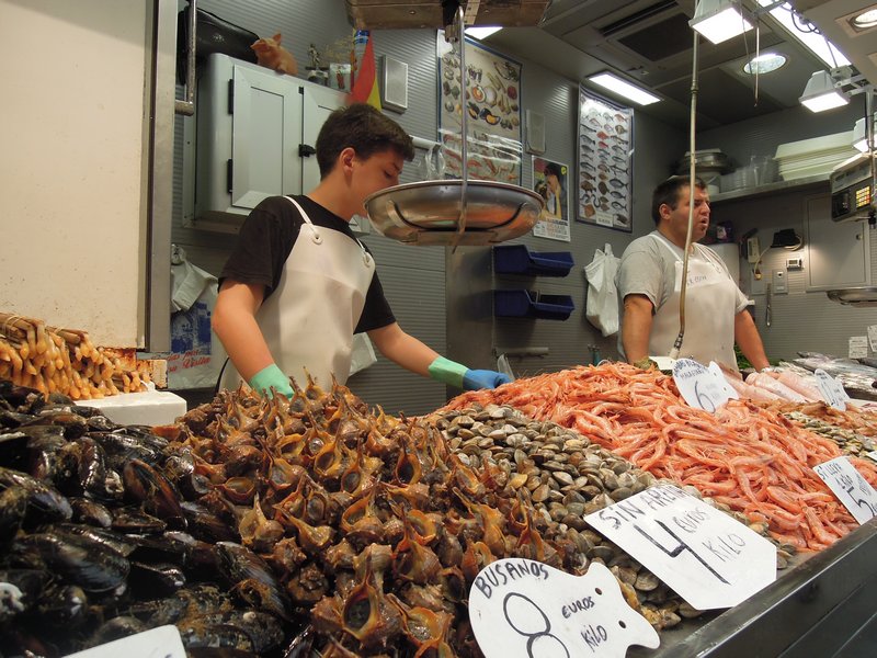 Seafood counter, Malaga indoor market