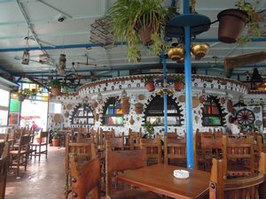 Inside the seaside cafe, Nador