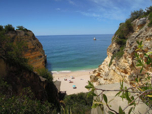 View from the top of the steps onto Marinha beach
