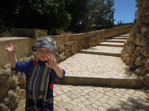James finishes 100 steps back up from Marinha Beach