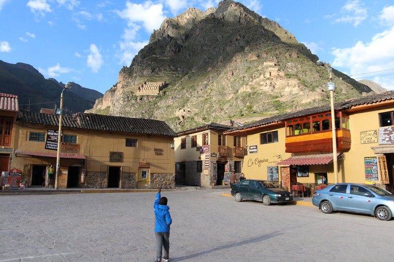 A view of Pinkuylluna- Inca storehouses near Ollantaytambo