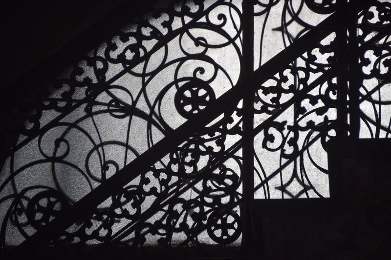 Intricate steel bannister