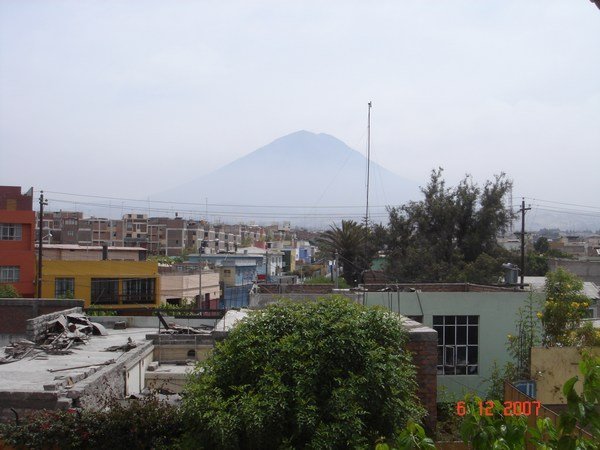 El Misti volcano as seen from our hostel window