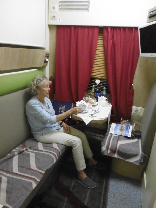 Marion on the night train to Moscow