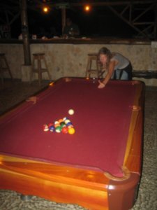Getting our pool in at the hostel, continuing the tradition from the US
