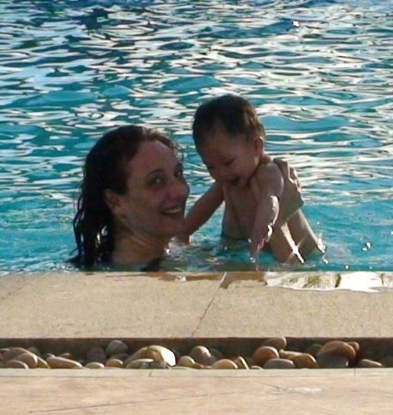 Maya's first swim