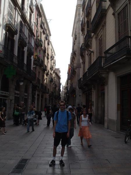 Here's a pic of Graeme on one of the tiny streets in Barcelona