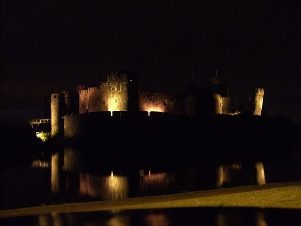Caerphilly Castle at night