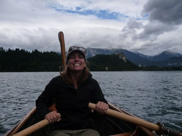 A happy oarswoman