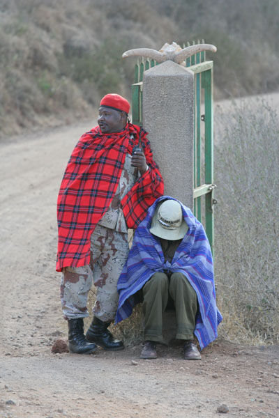 Masais guarding the gate