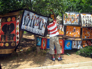 Paintings at street stall in Soweto
