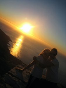 Huggings at sunset on Table Mountain