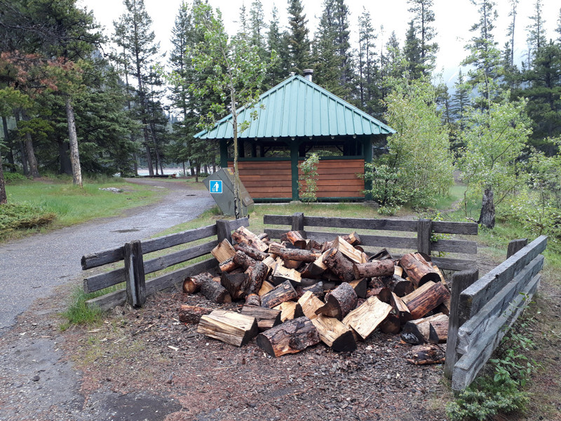 Picnic shelter and supplied wood