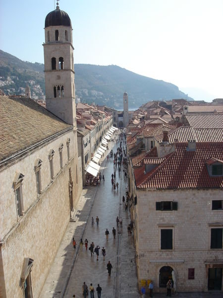 The view from the wall looking down the main street of the old town
