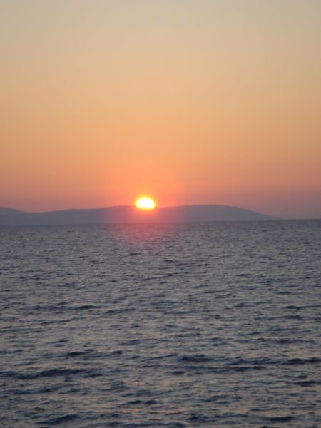The sun sets of the Island of Brac as we catch the ferry back to the mainland