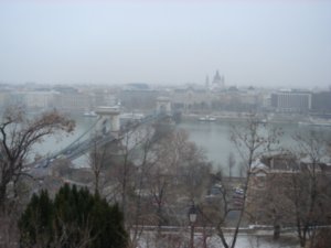 A hazy view across Budapest