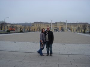 Outside Schonbrunn Palace in Vienna, Austria