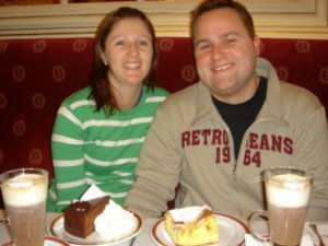 Enjoying a famous Sacher torte and cheese struddle from the original Sacher Hotel