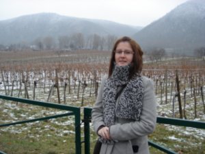Ange overlooking one of the many vineyards of the Wachua Valley