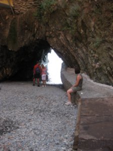 Resting in the shade by this great little cave entrance to the ocean 