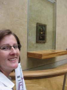 Checking out the Mona Lisa