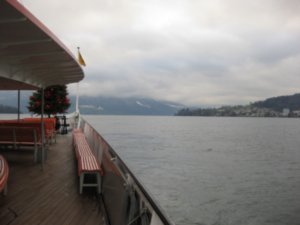 On the boat heading along Lake Lucerne