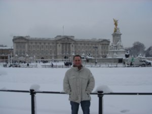 Buckingham Palace in snow