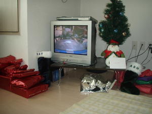 christmas round the fire... errr... tv