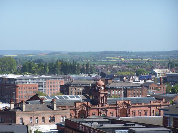 View looking over the south of Nottingham City from the castle