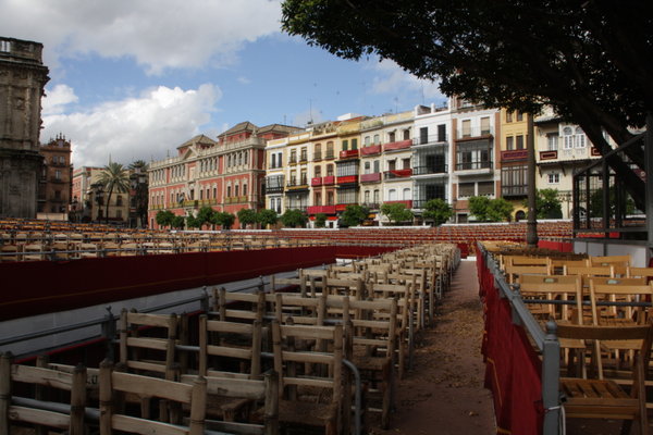 Seating laid out near the cathedral