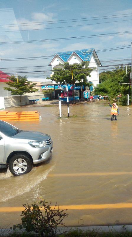 The roads were a bit flooded on the way to Bangkok