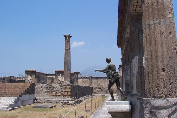 Statue and Temple of Apollo in Pompeii