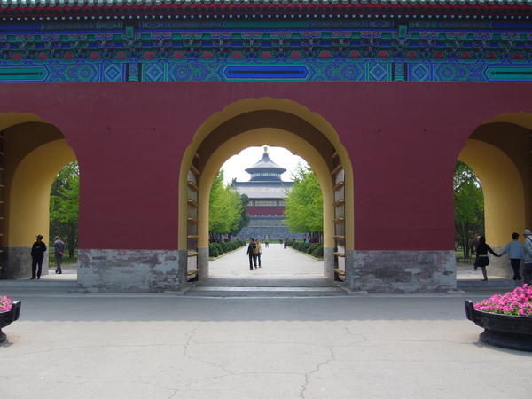 View through the first gate to the major temple in theTemple of Heaven Complex