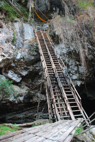 Ladder to the Buddha cave