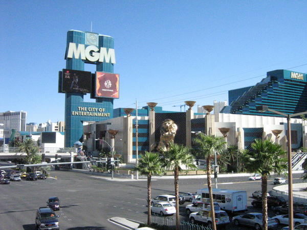 Looking north along the strip, past MGM Grand