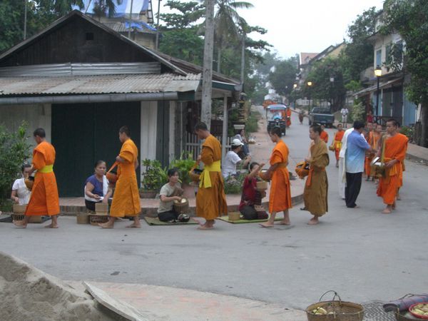 Monks receiving Alms v early in the morning!