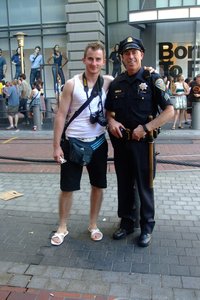 Pete with a police officer